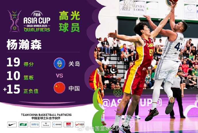 8中7拿到19分9籃板！楊瀚森當選中國男籃VS關(guān)島高光球員