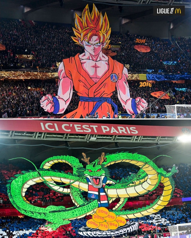 逝世一周年，法甲官推曬昔日巴黎主場龍珠TIFO：鳥山明經(jīng)典永存