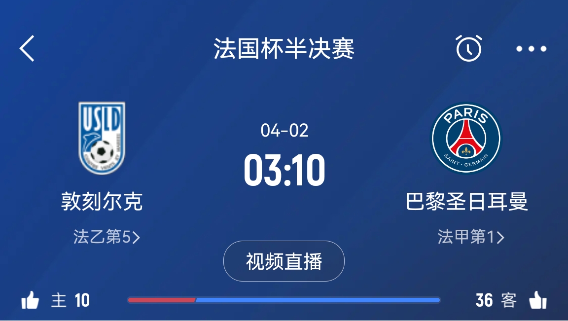 繼續(xù)大撤退？法國杯半決賽敦刻爾克挑戰(zhàn)巴黎，此前連續(xù)逆轉(zhuǎn)法甲隊(duì)